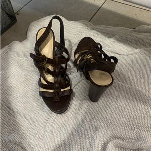 COACH Strappy black pumps heels Double buckle slingback